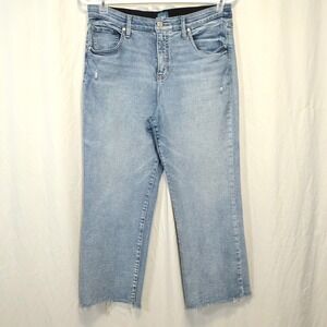 JAG Phoebe Cropped Boot Women 16 Blue Excellent Raw Hem Distressed